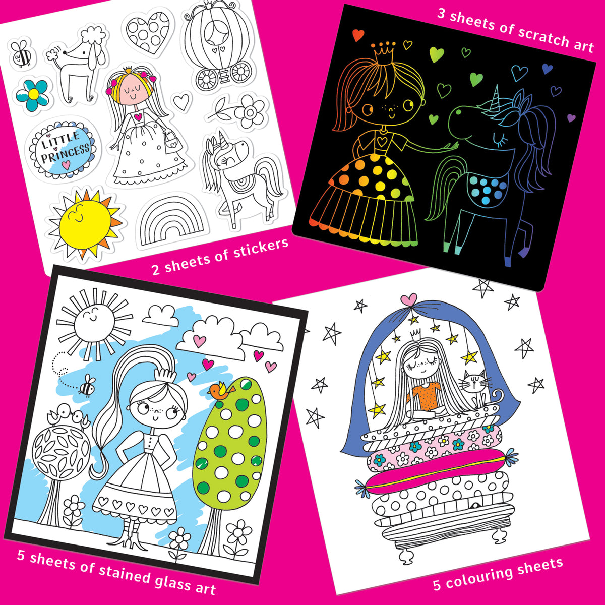 Activity Book with Scratch Art & Stickers - Fairytale Princess