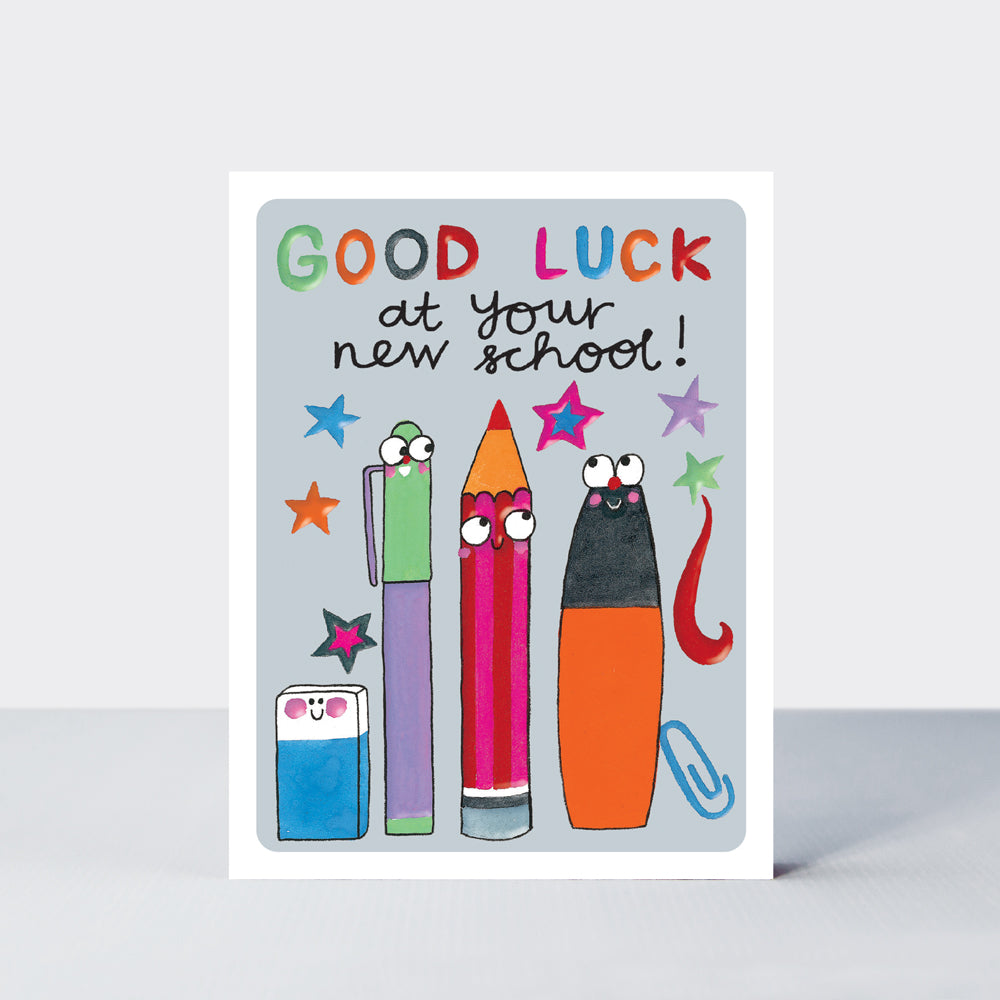 Academic Hey! - Good Luck At Your New School Card Pens & Pencils