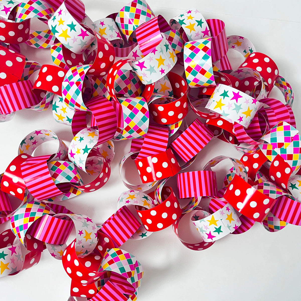 Party Paper Chain Kit - Patterned - Checks, Spots, Stripes and Stars