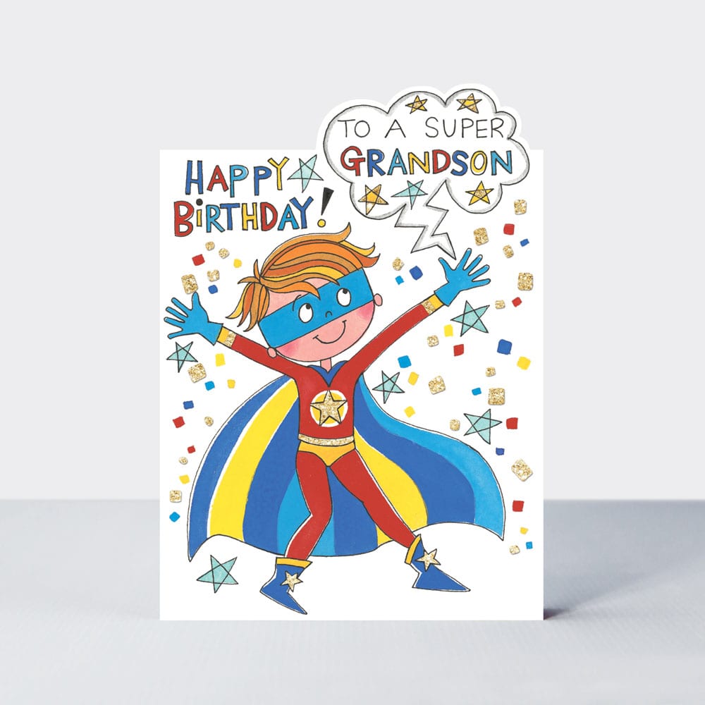 Cherry on Top - Super Grandson Super Hero - Birthday Card