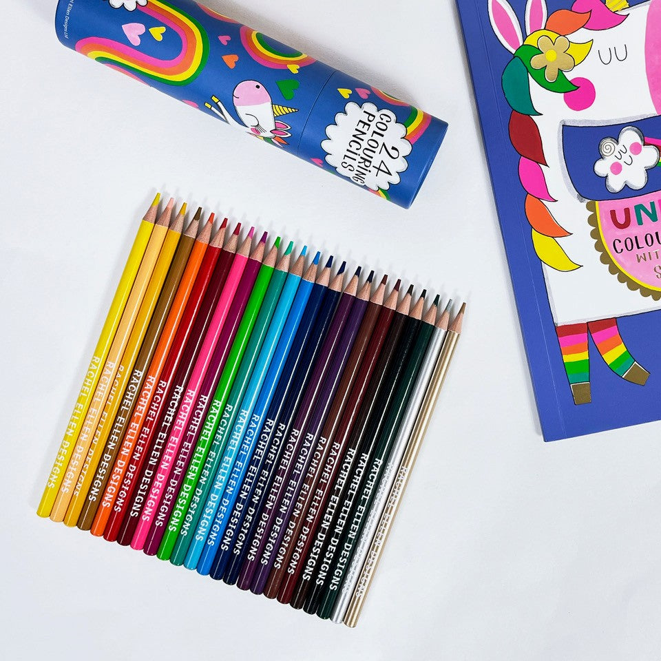 Tube of 24 Colouring Pencils - Unicorn & Rainbow