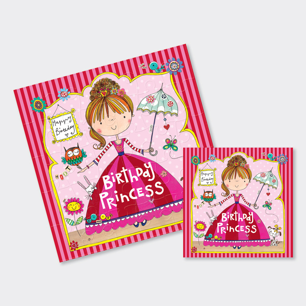 Jigsaw Card - Birthday Princess with Parasol - Birthday Card