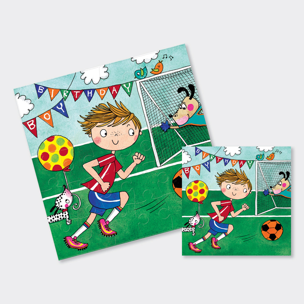 Jigsaw Card - Birthday Boy Football Dogs - Birthday Card