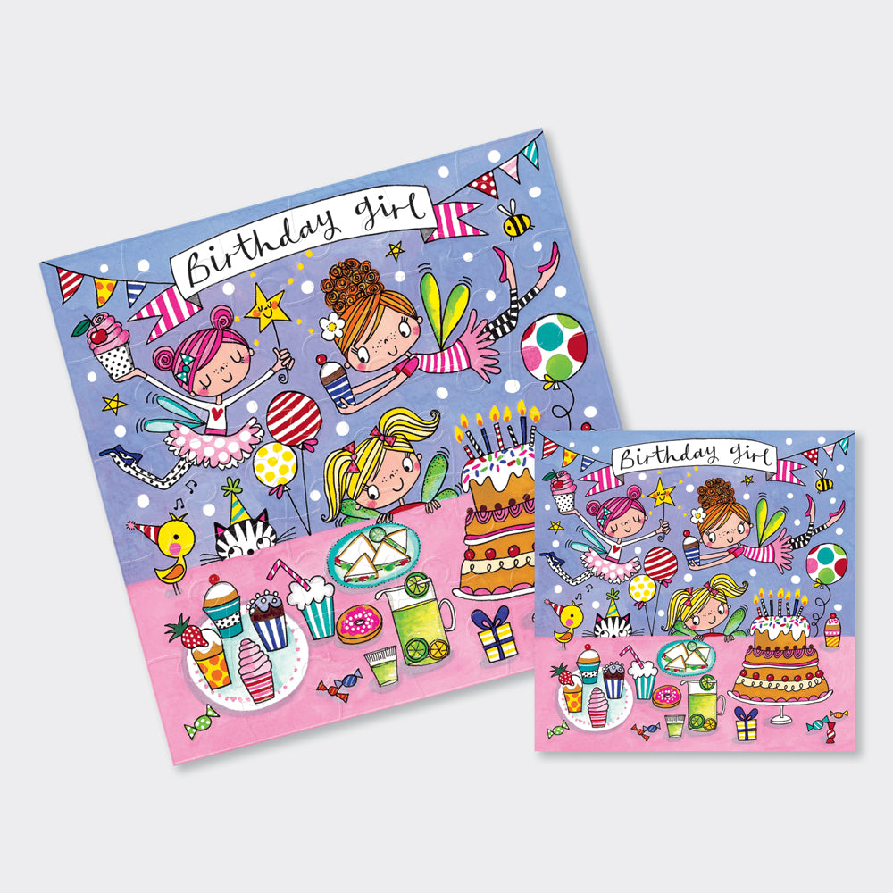 Jigsaw Card - Birthday Girl Fairy Party - Birthday Card
