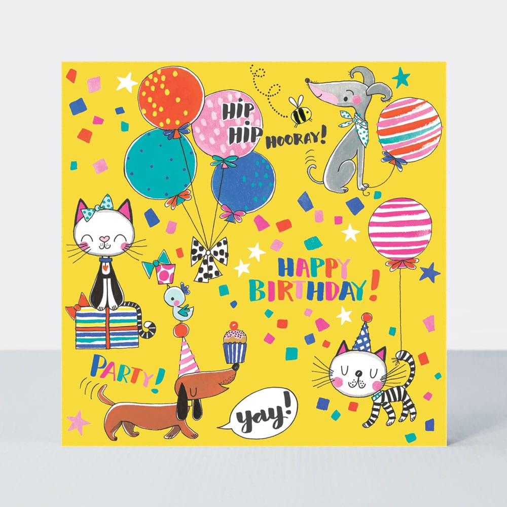 Jigsaw Card - Happy Birthday cats & dogs - Birthday Card