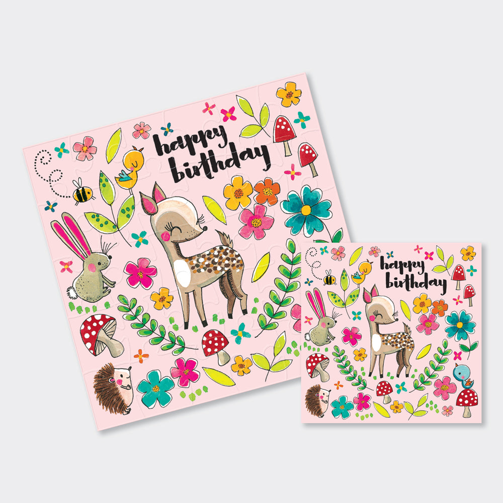 Jigsaw Card - Birthday woodland friends - Birthday Card