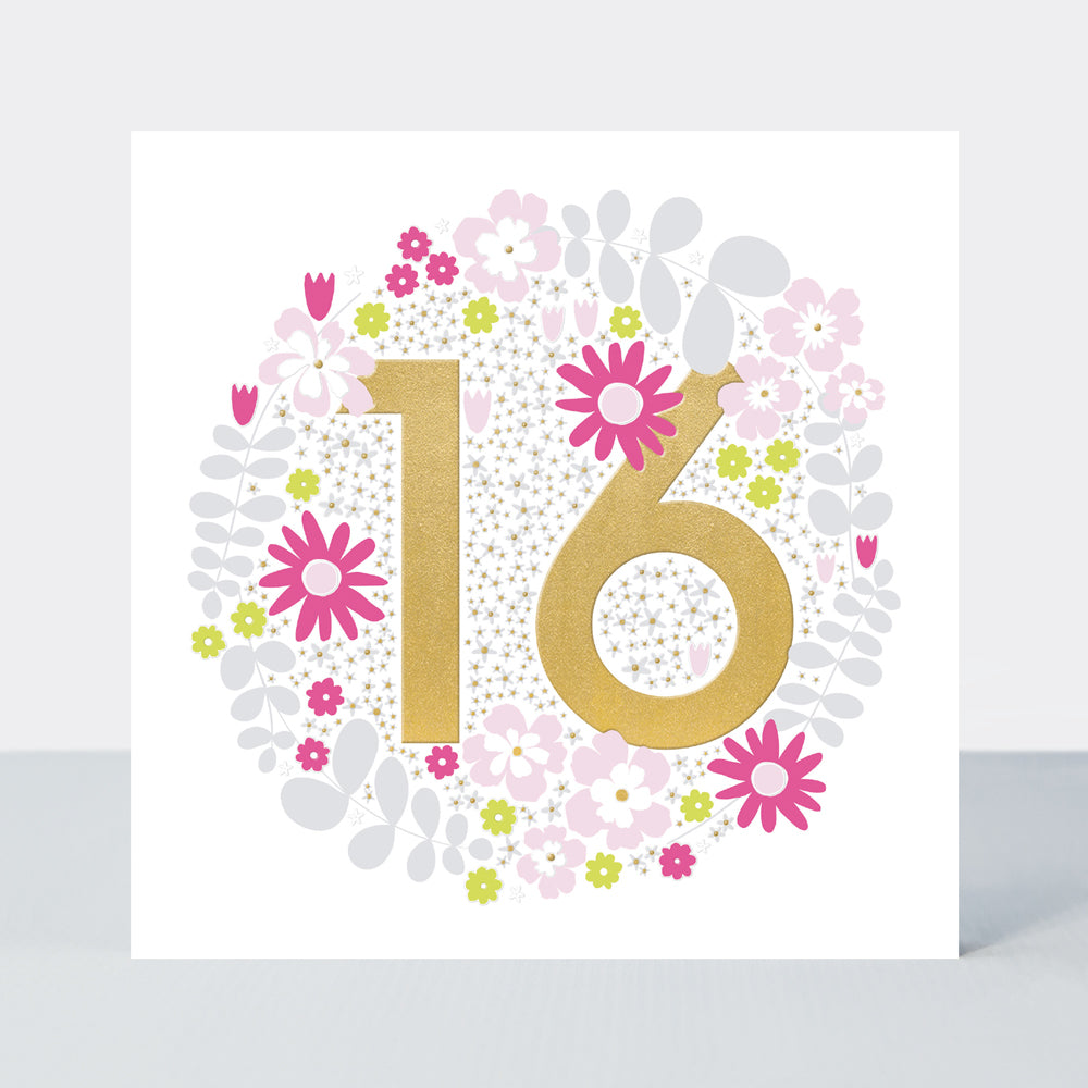 Mika - Floral 16th - Birthday Card