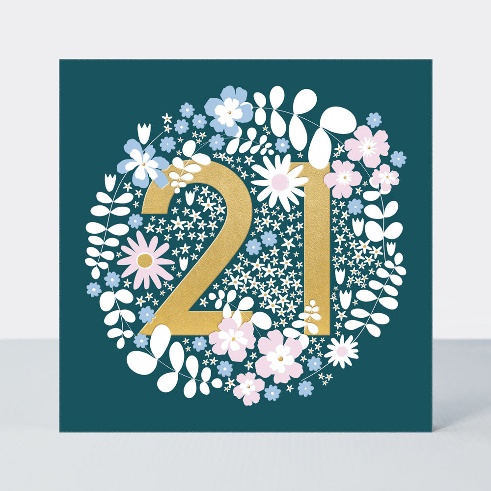 Mika - Floral 21st - Birthday Card