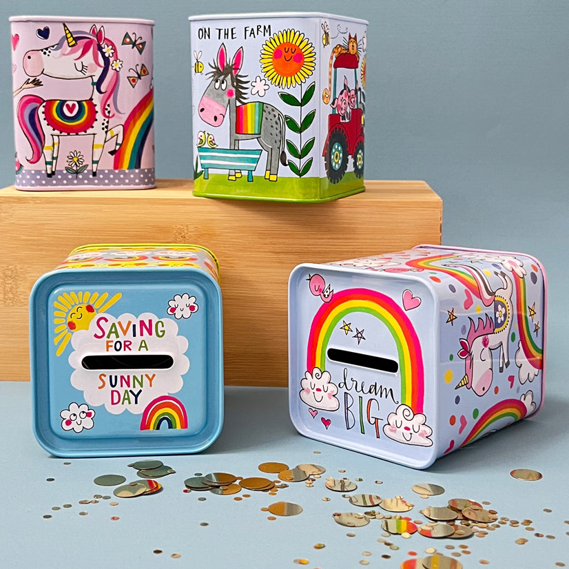 Farmyard Animals Kids Money Box Tin