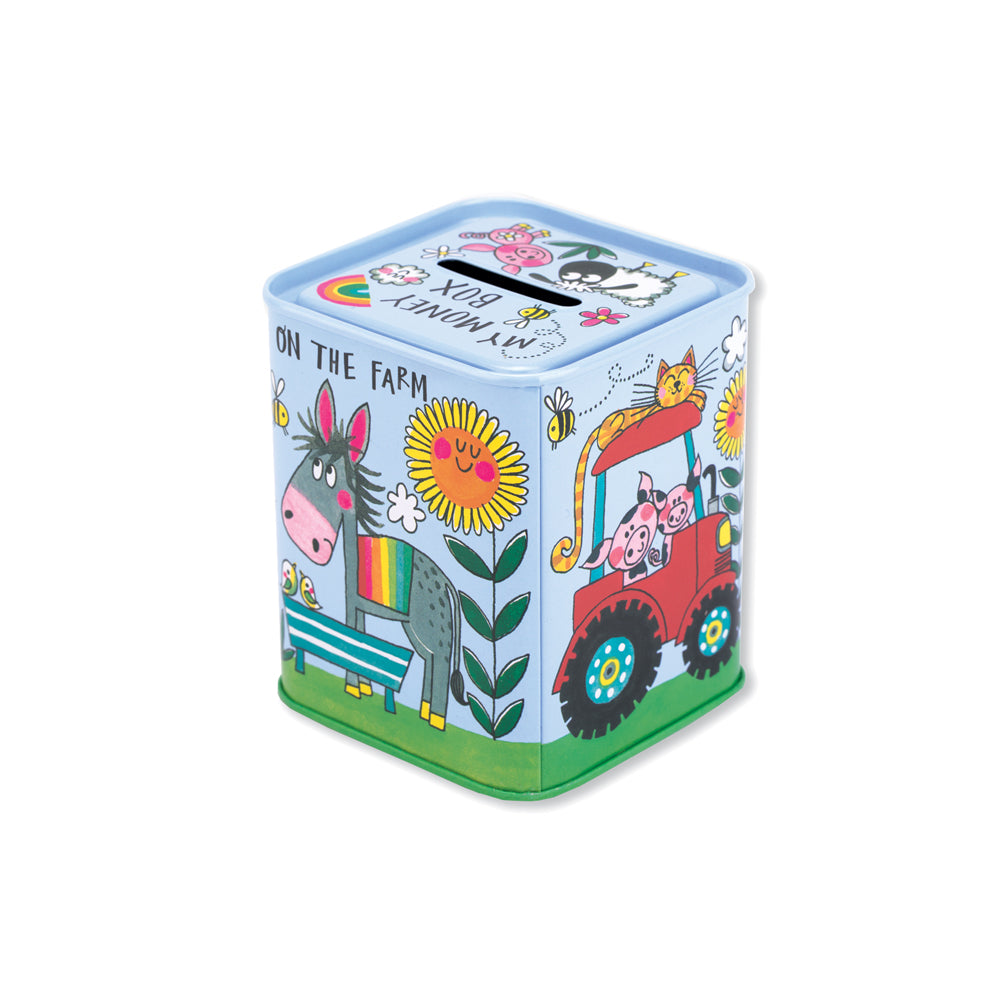 Farmyard Animals Kids Money Box Tin