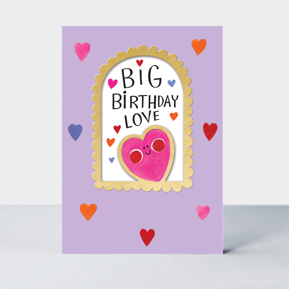 Birthday card featuring a love heart design by Rachel Ellen Designs