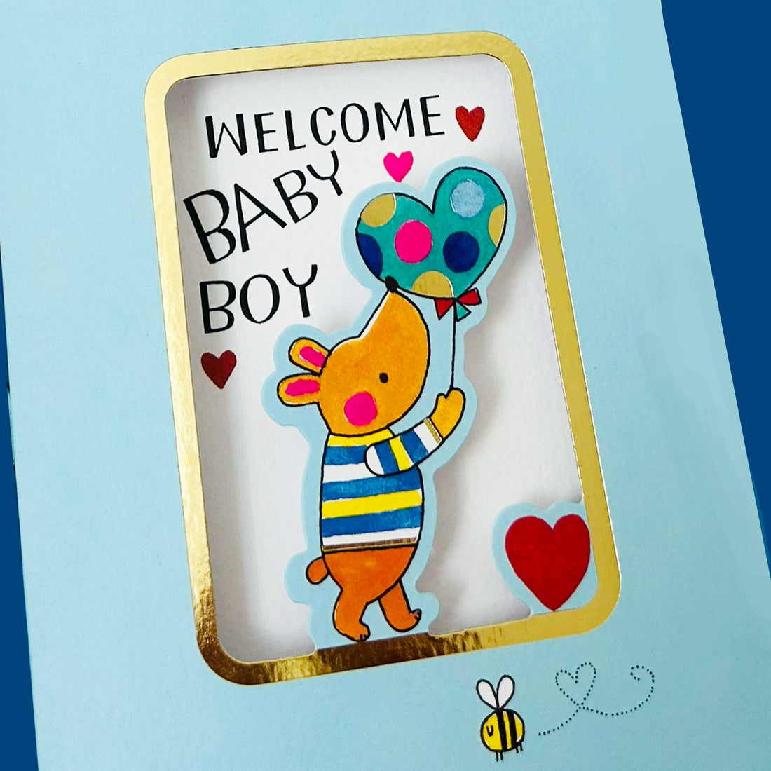 Peep - Welcome Baby Boy Card/Bear
