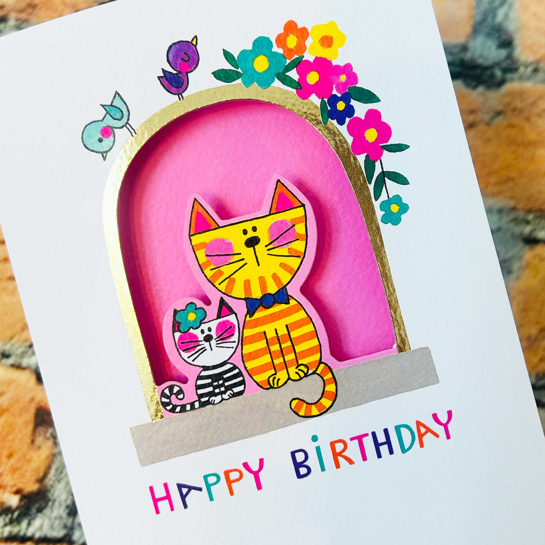 Peep - Happy Birthday Card/Cats in Window