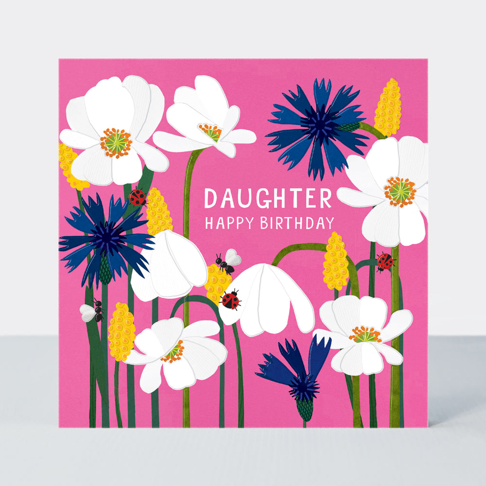 Paper Petals - Daughter Birthday Card - Paper Cut Poppies & Ladybirds