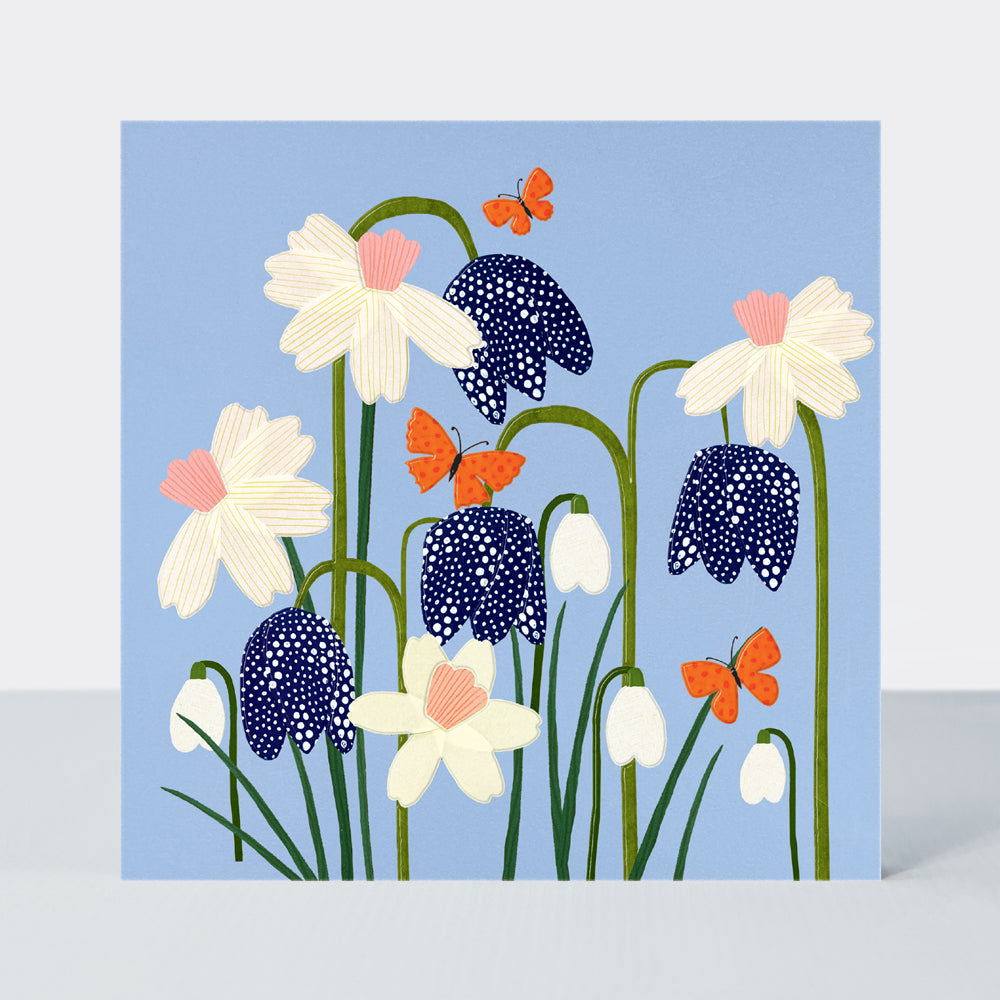 Paper Petals - Blank Card - Paper Cut Flowers & Butterflies