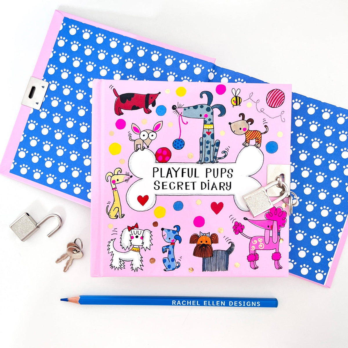 Lockable Secret Diary - Dogs/Playful Pups