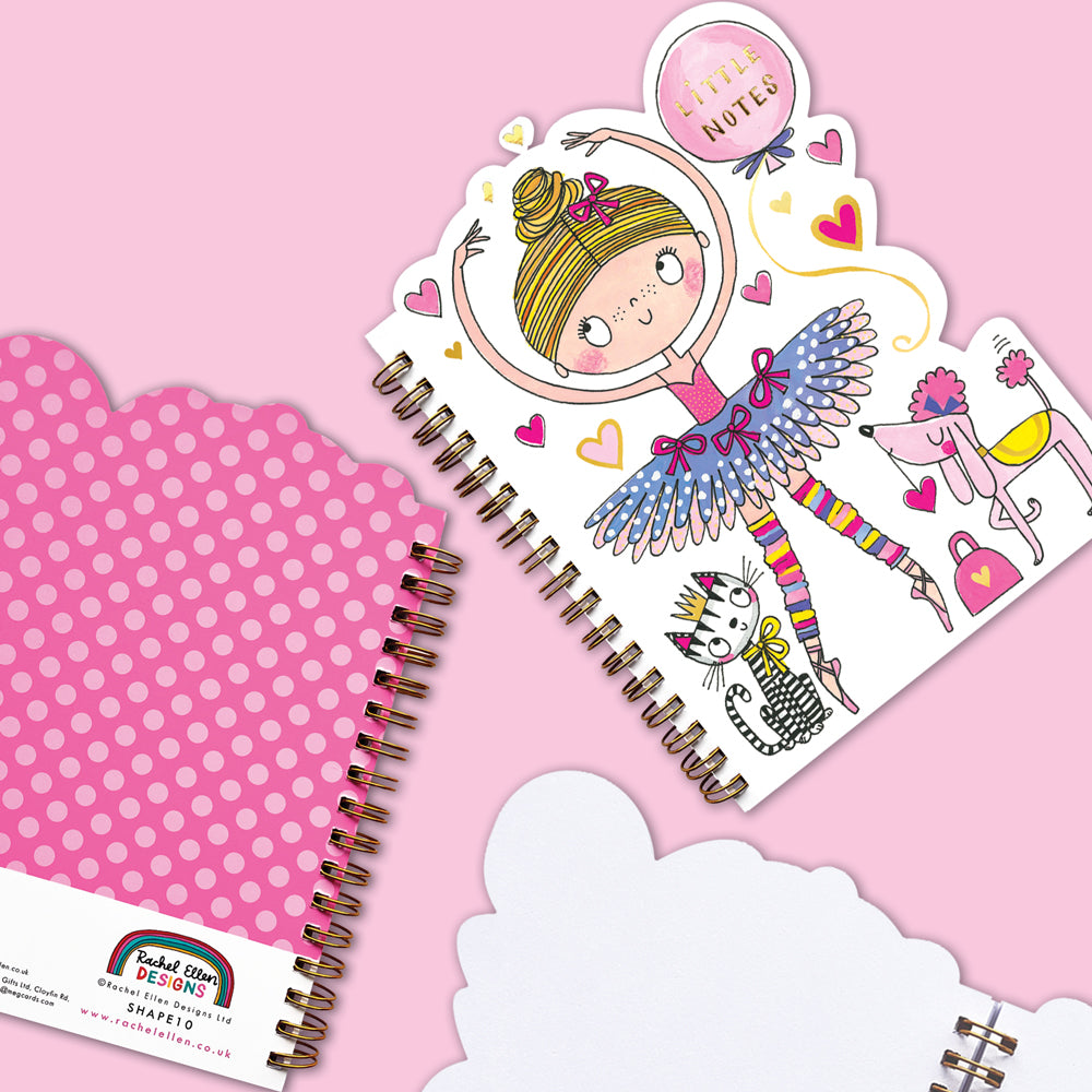 Ballerina Shaped Wire Bound Notebook | Gold Foil & "Notes"