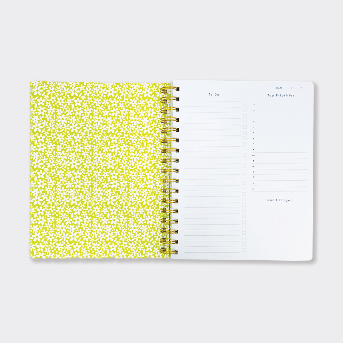 200-Page Lined Wirebound Notebook - Floral Planner With Lists