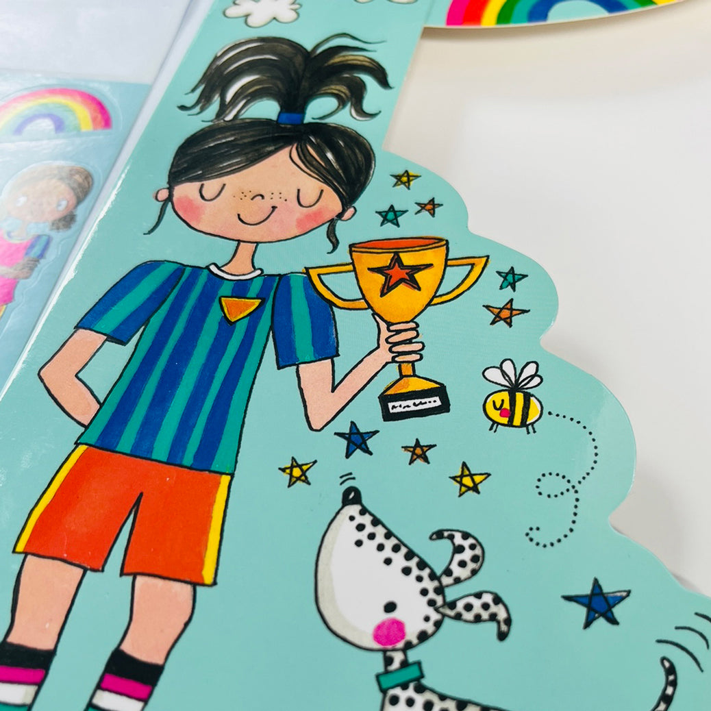 Girls football letter writing set contents inside wallet