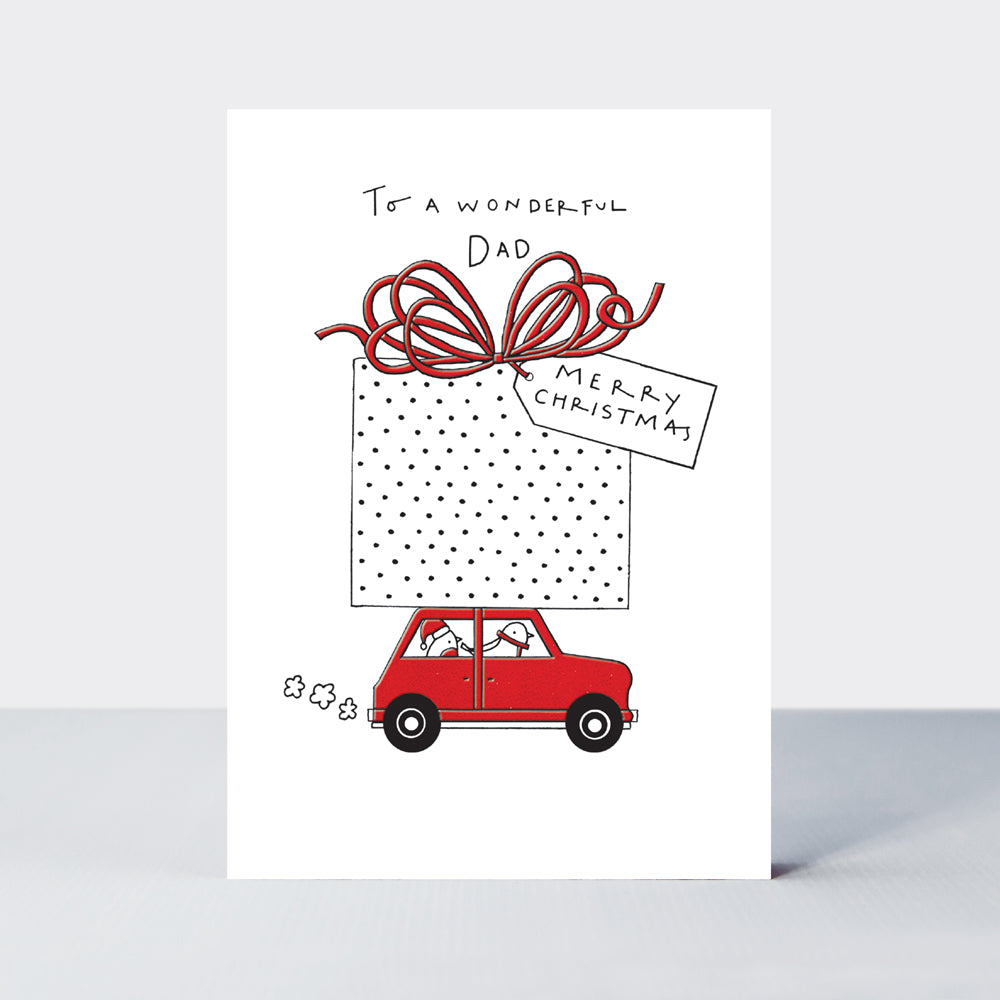 Almond - Dad/Car With Big Present Christmas Card