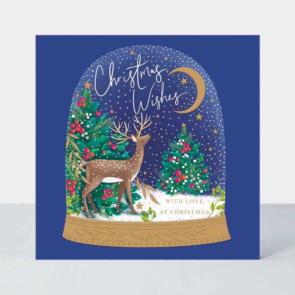 Cosy Christmas - Christmas Wishes/Reindeer In A Snow Globe - Greetings Card
