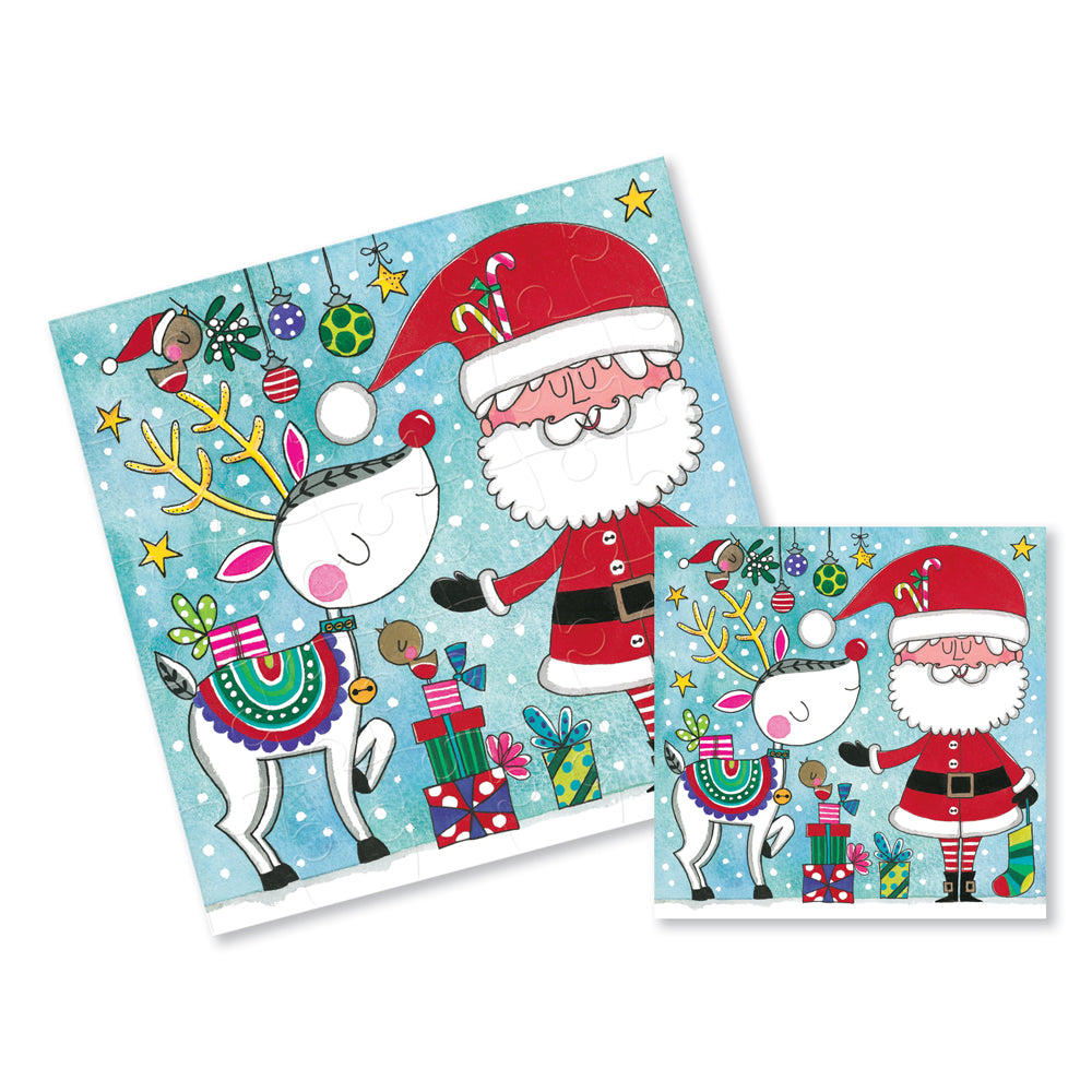 Christmas Jigsaw Cards - Santa and Reindeer