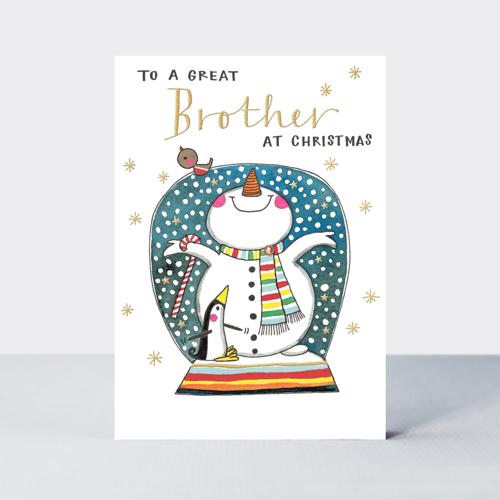 Sugar Plum - Great Brother/Snowman Snow Globe - Greetings Card