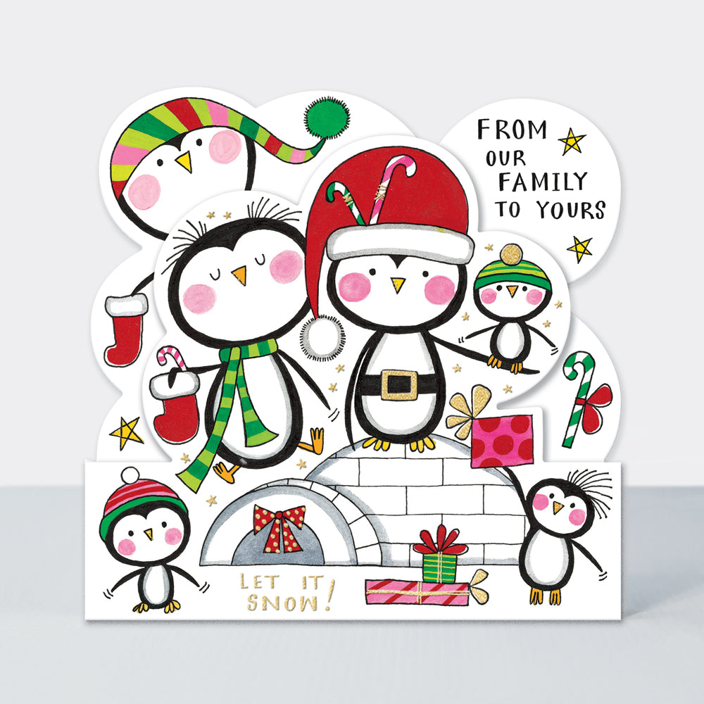 Christmas Card Side by Side - Our Family To Yours/Penguins
