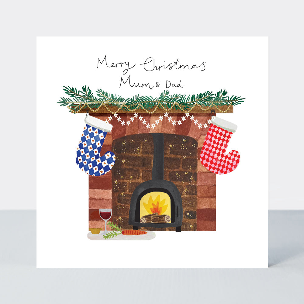 Yule Log Christmas Card - Merry Christmas Mum & Dad