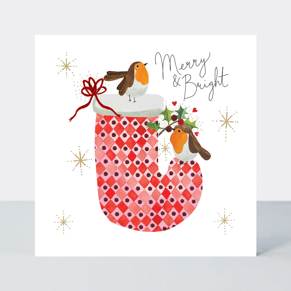Yule Log Christmas Card - Merry & Bright