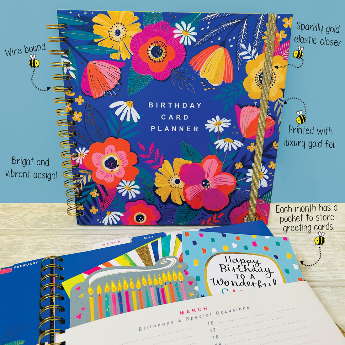Birthday Card Planner Book | Floral Card Keeper & Occasion Organiser