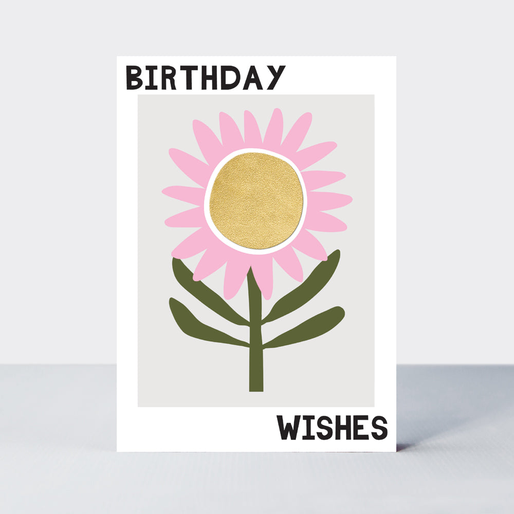Belle - Birthday Wishes Pink Flower - Birthday Card