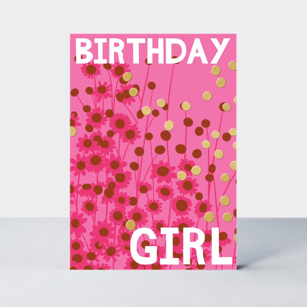 Belle - Birthday Girl Pink Daisies - Birthday Card