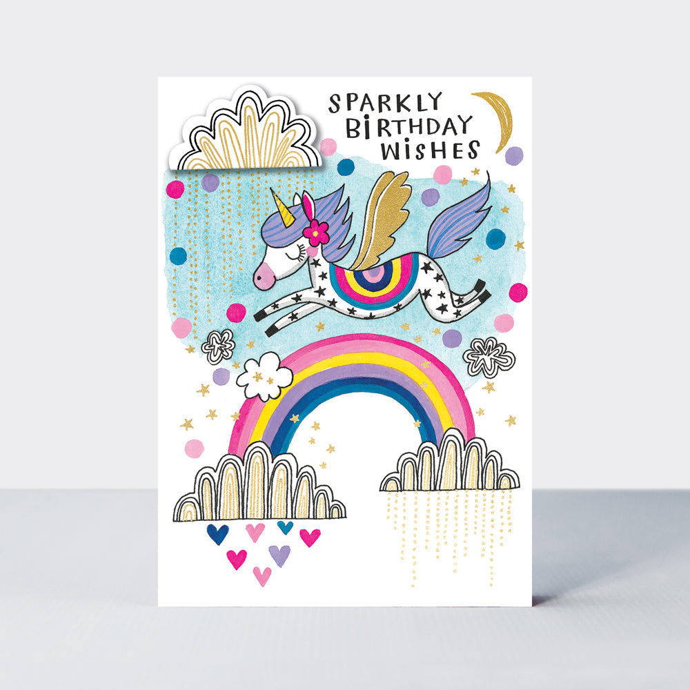 Bewitched - Sparkly Birthday Wishes Unicorn Rainbow - Birthday Card