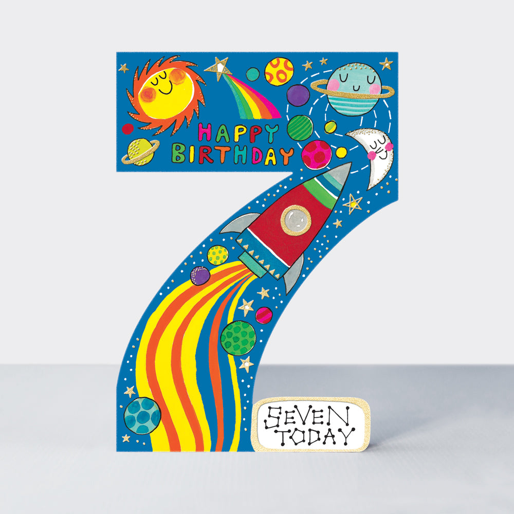 Cookie Cutters - Age 7 Space Rocket - Birthday Card