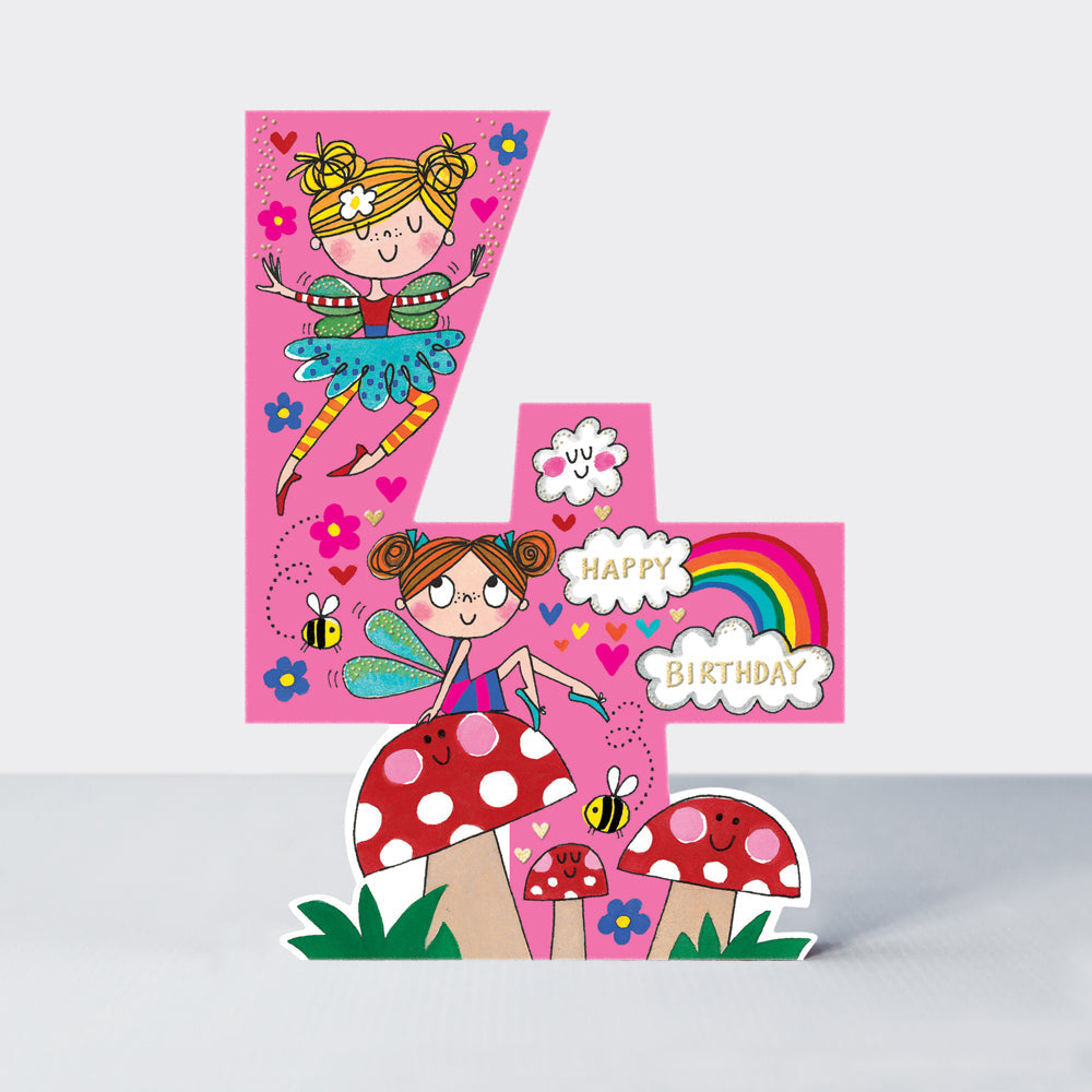 Cookie Cutters - Age 4 Fairies & Toadstool - Birthday Card