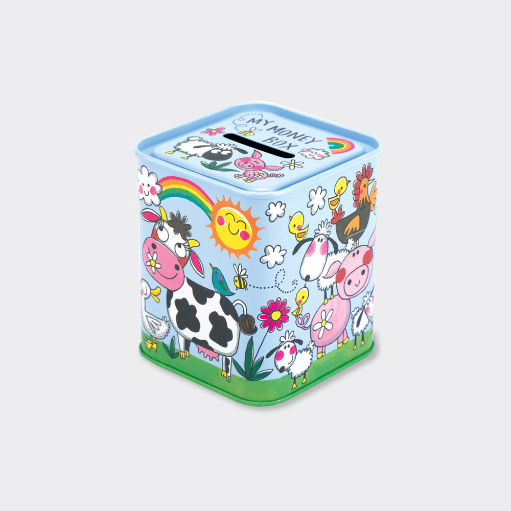 Farmyard Animals Kids Money Box Tin