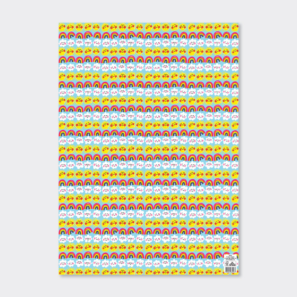 Gift Wrap Sheet - Suns, Clouds & Rainbows