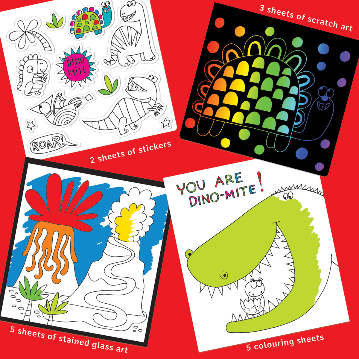 Activity Book with Scratch Art &amp; Stickers - Dinosaur
