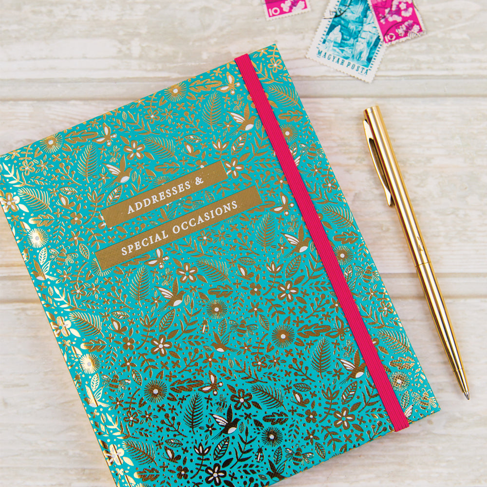 Address Book Teal &amp; Gold Floral