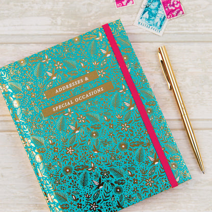 Address Book Teal &amp; Gold Floral