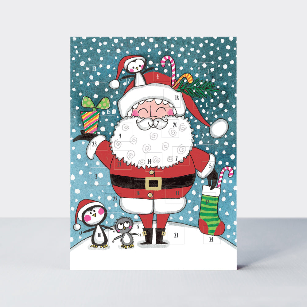 Advent Calendar Card - Santa &amp; Penguins