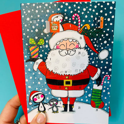 Advent Calendar Card - Santa &amp; Penguins