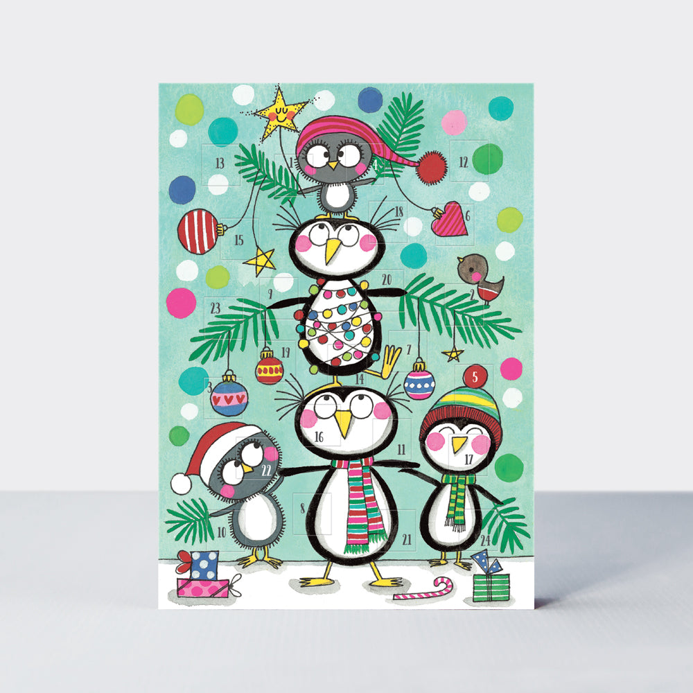 Advent Calendar Card - Penguin Christmas Tree