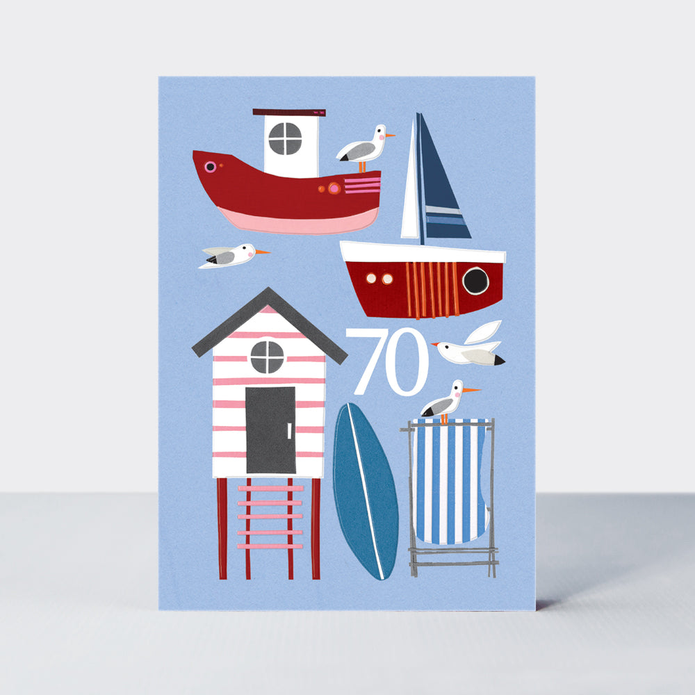 Al Fresco - Age 70 Birthday Relaxing Seaside Town Card