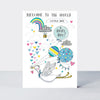 Blue Skies - New Baby Boy Card - Stork