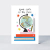Bookworm - Good Luck At Big School Card - Globe & Stack Of Books