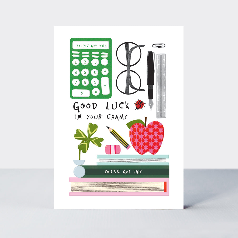 Bookworm - Good Luck In Your Exams Card - Study Essentials