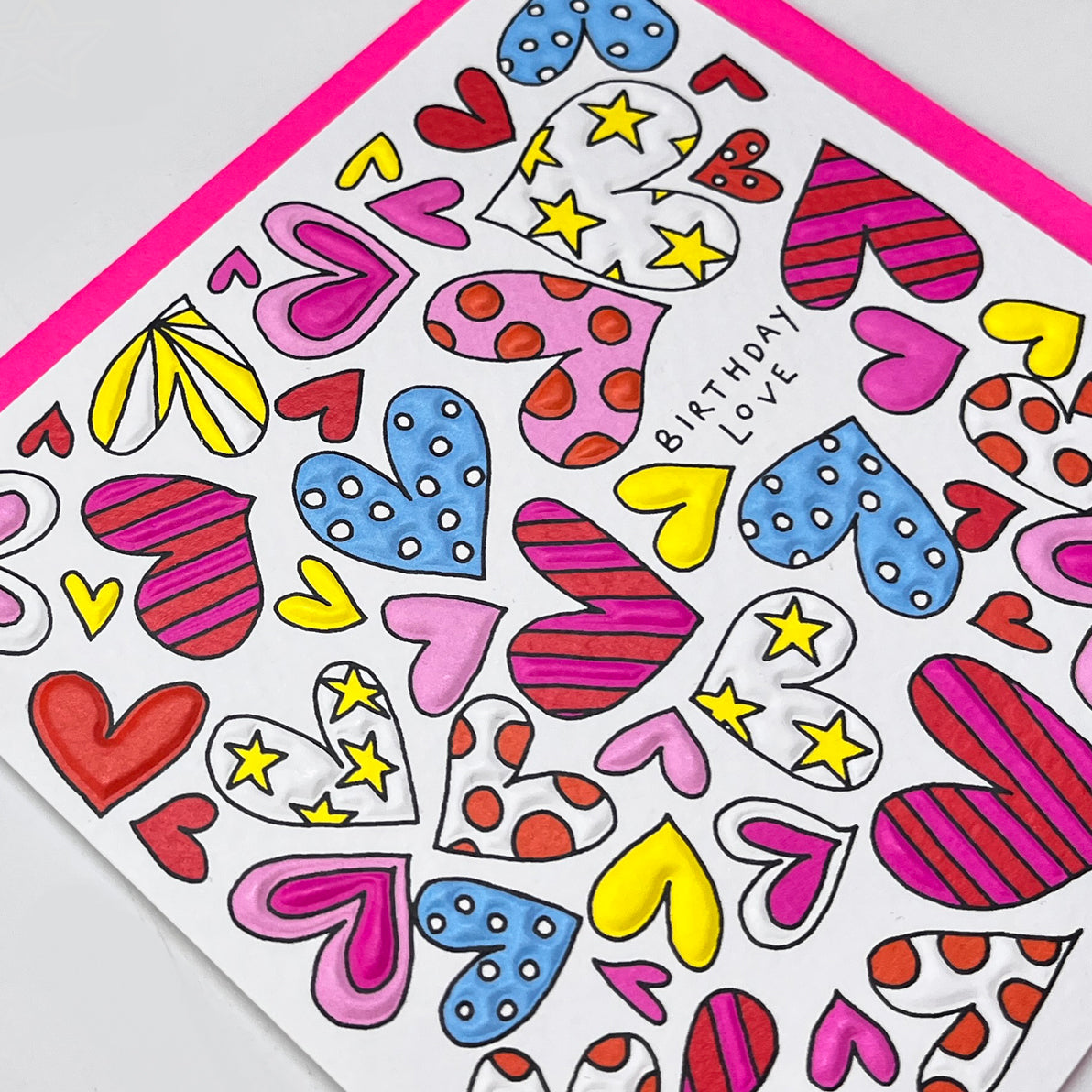 Scatter Brain - Birthday Love/Pink &amp; Red Love Hearts Card