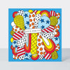 Scatter Brain - Lets Party/Blue Comic Book Style Confetti Birthday Card
